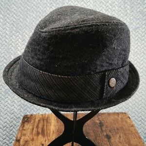 Levis Mens Wool Blend Fedora Hat Charcoal Grey Marl Trilby M/L Old School